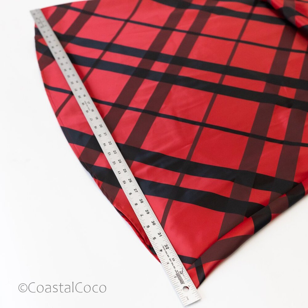Vintage Victor Costa M Red Taffeta Maxi Skirt Plaid A-Line Dramatic Bold 90s Y2K - Picture 10 of 10